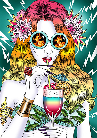 Pop Art (Tropical&Surreal Style) art colorful digital digital art graphic design illustration pop pop art tropical woman