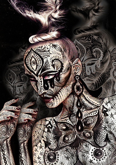 Face Tattoos art dark digital digital art drawing faces illustration ink intricate ornate surreal tattoo tattoos woman