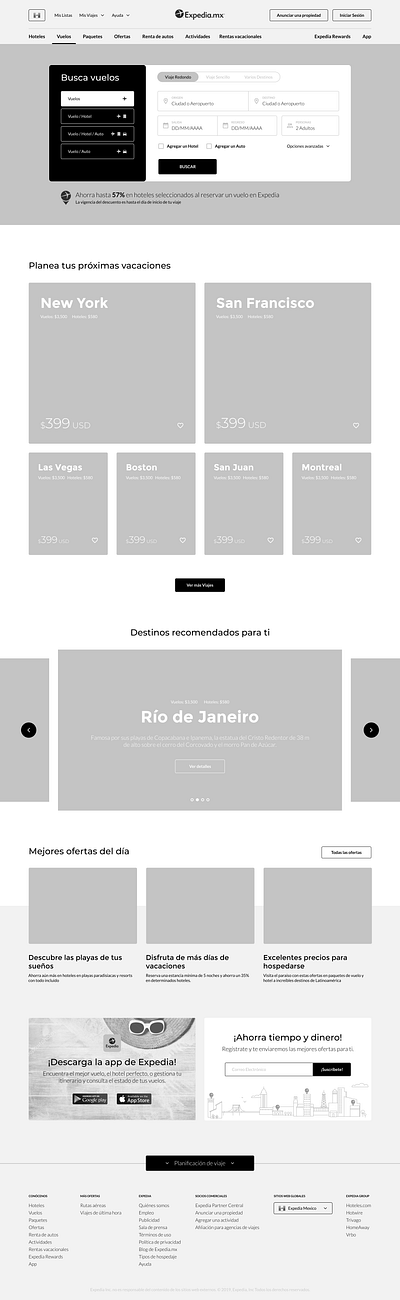 Expedia - Wireframe travel wireframe