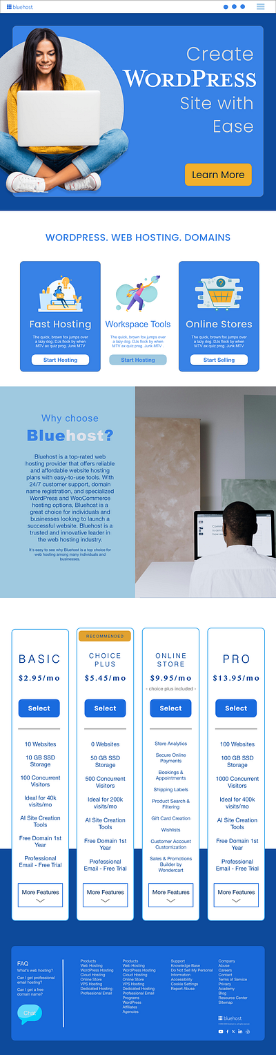 BlueHost Website Design Iteration app branding design graphic design illustration landing page logo typography ui ux vector web web design web page web site webpage website