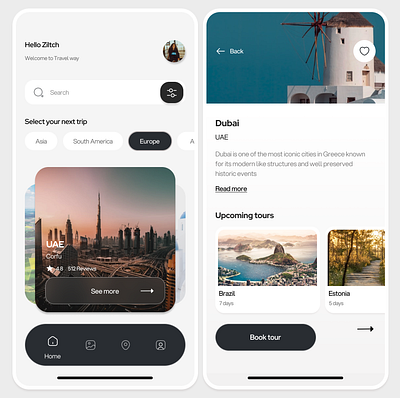 Travel Destination Mobile App 3d graphic design ui