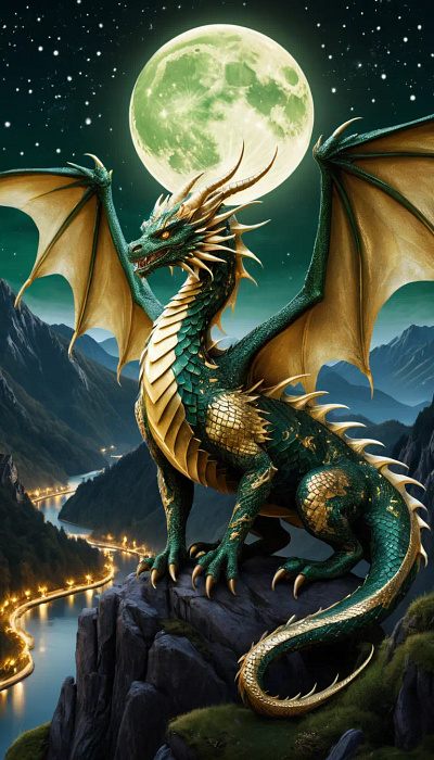 Green Dragon dragon green dragon green moon