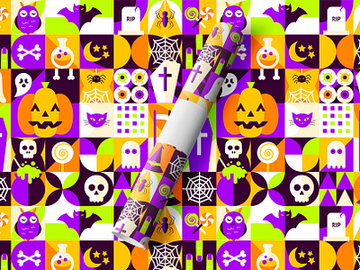 Geometrical Halloween Seamless Pattern banner bright cartoon flat geometric geometrical greeting card halloween happy halloween holiday illustration october 31 pattern poster seamless trick or treat vector