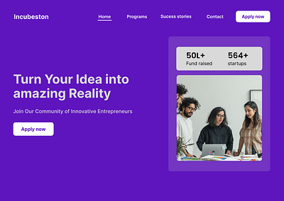 Startup incubator landing page design figma landing page startup startup incubator ui ux webdesign website design