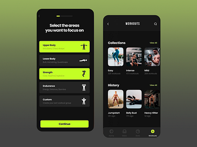 Workout - App Design bodybuilding cardio crossfit design fitness design app gym health fitness app healthy heart rate mobile app mobile design personal trainer product sport startup training ui workout