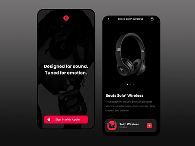 Beats - Mobile Design app beats branding design e commerce earbuds headphones landing page logo mobile app mobile app design music online store product product listing shop ui