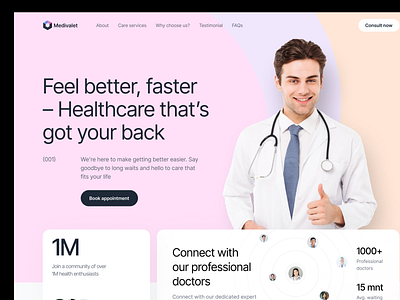 Healthcare Clinic booking care clinic company doctor elementor framer health hospital landing medical page patient profile ui webflow website wordpress