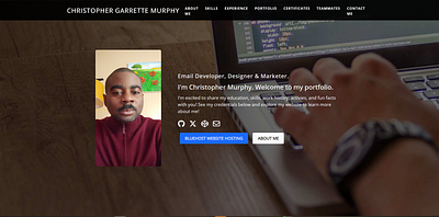 Front page of my Portfolio Responsive Email Dev, Web pages....