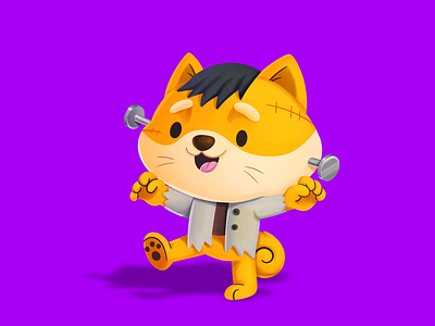 Happy halloween! cartoon character children cute dog frankenstein halloween illustration kawaii kids mascot procreate shiba inu