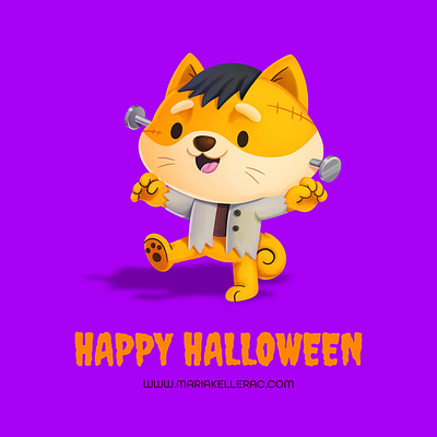 Happy halloween! cartoon character children cute dog frankenstein halloween illustration kawaii kids mascot procreate shiba inu