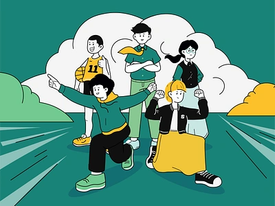 College Gang - Illustration ai college design flat flat illustration future graphic design illustration vector visual