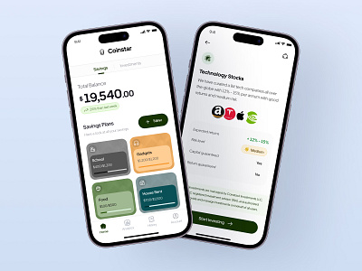 Coinstack fintech app investment savings ui