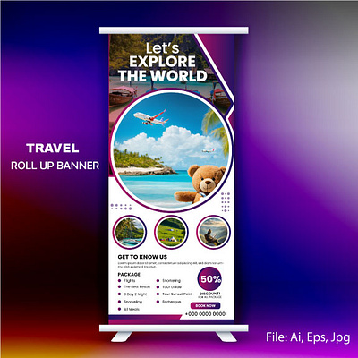 Travel Rollup Banner design dl enjoy journey rollup rollup banner summer tour tourism travel travel banner travelbanner trip winter world explore