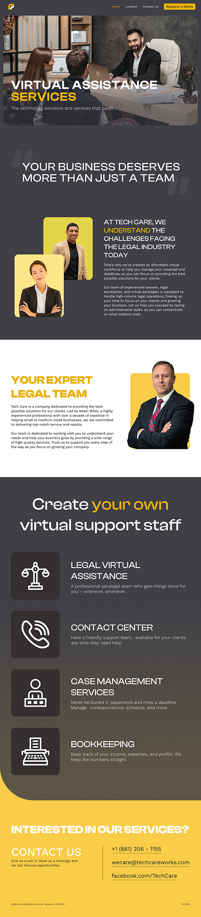 Landing Page for Virtual Assistance Service brutalist figma gray landing page services va virtual assistant web design website yellow