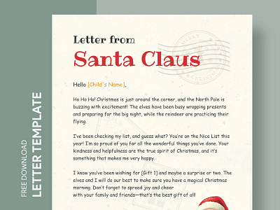 Letter from Santa Free Google Docs Template christmas christmas letter docs free google docs templates free template free template google docs google google docs letter letters santa santa claus santa claus letter santa letter santa letter template template xmas letter