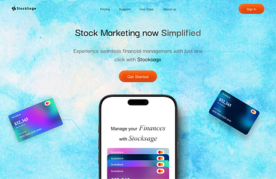 StockSage Hero section design concept card design graphic graphic design likes phone share ui ux