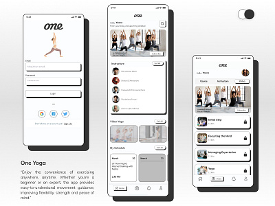 ONE YOGA MOBILE APPS black designer mobile apps ui ui designer ux ux designer white yoga