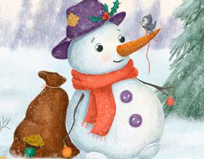 The Snowman's Story animals art card cartoon character design children illustration cute design digital illustration illustration kids poster