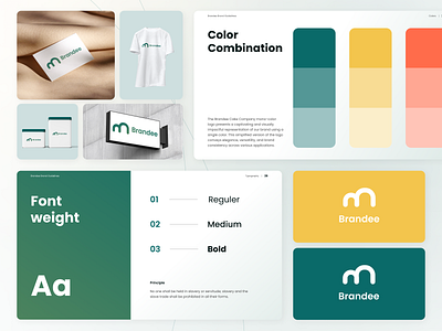 Brandee - Brand Guidelines - Color Combination & Font Weight bakery brand guideline brandee branding design food guideline identity illustration letter b logo logo logo bakery logo brand ui design