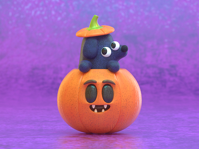 Tomasa Calabaza 3d art blender c4d character cute design dog halloween illustration love pet render vago3d