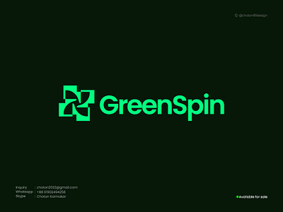 The GreenSpin Logo | Choton99design app branding choton choton99design chotondesigner design designerchoton dribbble graphic design graphichoton illustration logo logodesign logodesigner logomark logosmark typography ui ux vector