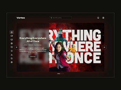 Vortex - Movie Streaming Web App appinterface creativeui darkmodedesign digitalproduct entertainmentapp interactivedesign modernui moviestreaming moviestreamingapp streamingplatform streamingservice uiinspiration uiuxdesign userexperience userinterfacedesign uxdesign webappdesign webappui