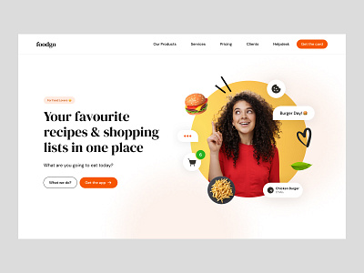 Foodgo Hero Section bored burger crazy font food food landing page hero landing page ui webpage