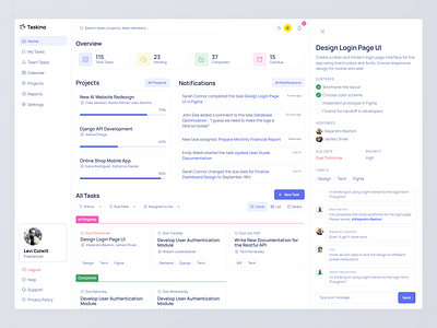 Task Management Dashboard Design - Part 1 comment dashboard data minimal product design project saas task task management team ui uidesign web web app web design