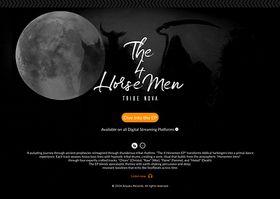 EP Landing Page Design artistpage atmospheric blackandwhite conceptual darkui digitalart eprelease landing page minimalist mobiledesign mobilefirst responsivedesign typography uidesign uiinspiration webdesign