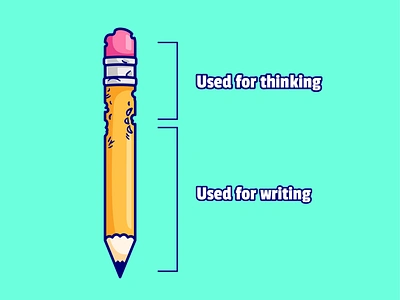 Thinking vs Writing✏️ branding doodle drawing eraser flat icon illustration lettering logo pencil sketch stationery thinking typography wood writing