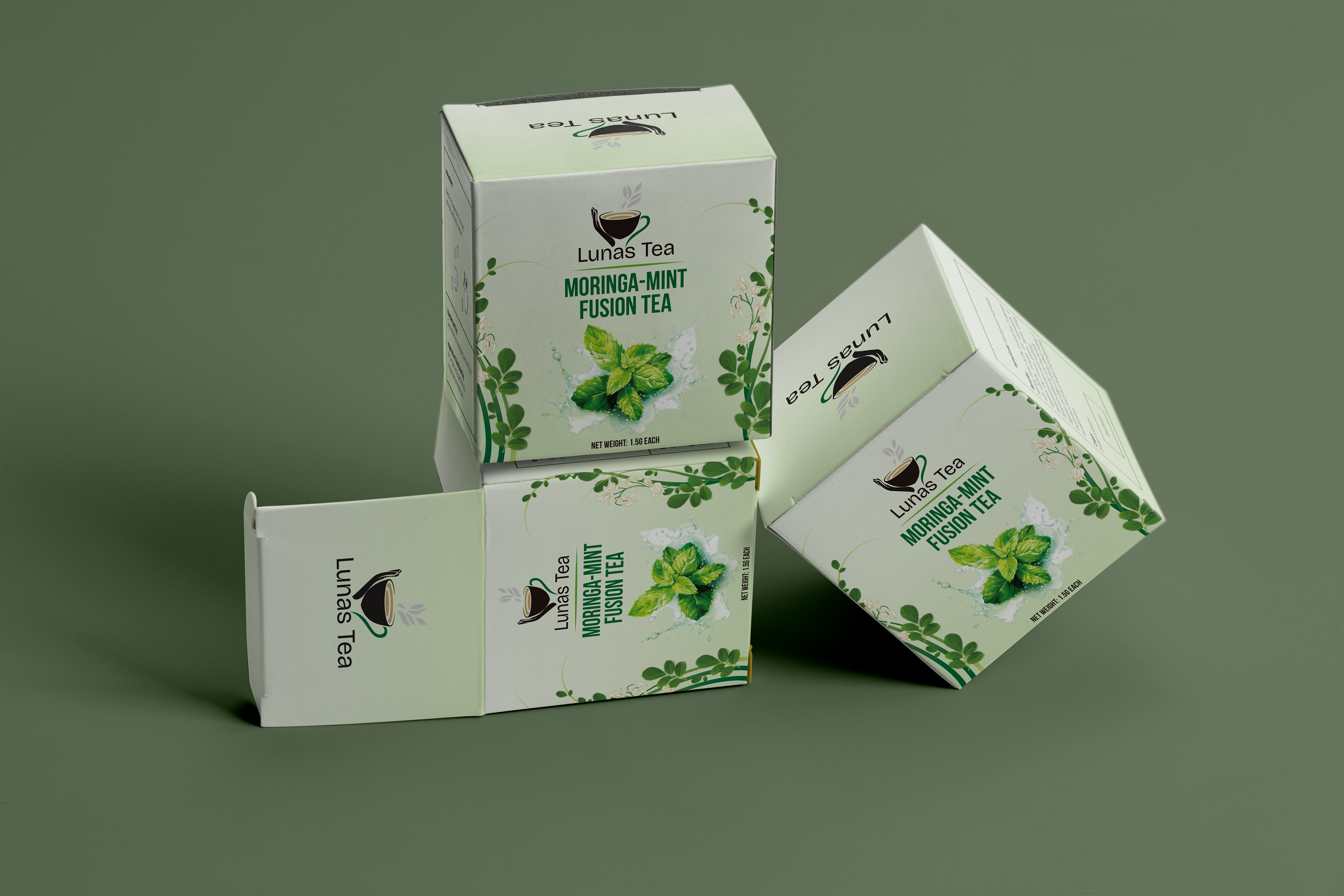 Moringa Box Tea green tea logo matcha tea minimal packaging moringa tea moringa tea packaging design premium packaging premium tea tea box design tea collection tea label design tea logo tea packaging