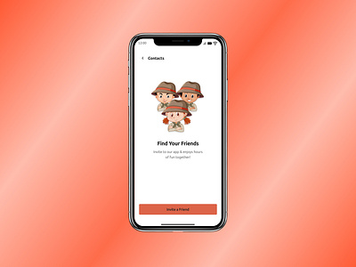 Daily UI Challenge # 52 - Invitation to Friend for an App android boy branding daily challenge daily ui daily ui challenge 52 design figma figma design friends girl illustration invitation invite iphone scout ui uiux