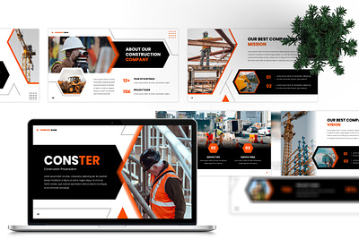 Conster - Construction PowerPoint Template agency architect architecture bold building business construction creative design drafter modern powerpoint presentation project typography