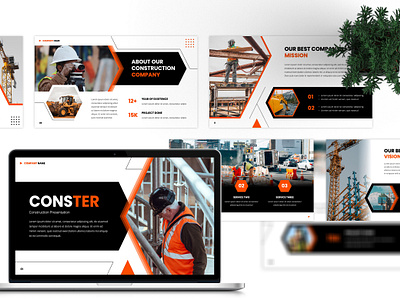 Conster - Construction PowerPoint Template agency architect architecture bold building business construction creative design drafter modern powerpoint presentation project typography