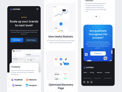 Cyclops - Feature Page Mobile Responsive b2b clean crm feature mobile mobile responsive modern responsive design saas social media management startup ui ux