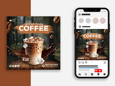 Coffee social media post design dribbbleshots