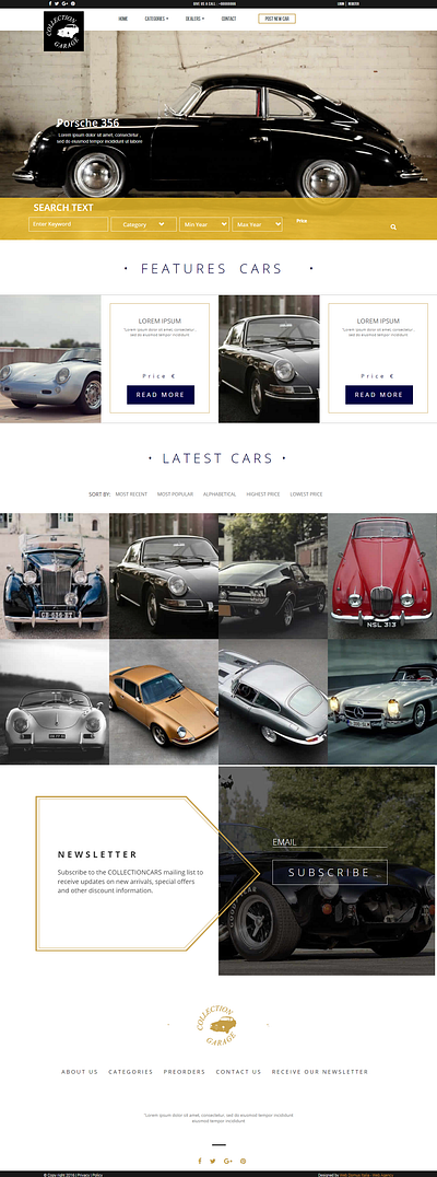 Garage Collection Website garage collection website graphic design ui