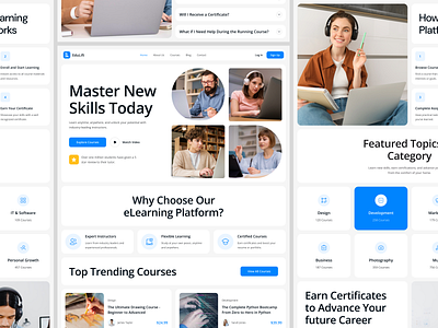 eLearning Website Landing Page - EduLift design elearning homepage landing page mentor minimal design online course online learning school tutor ui ui design uiux web design web ui website