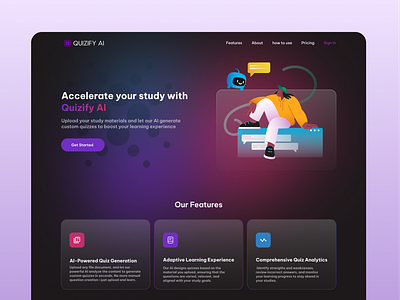 AI Quiz Landing Page ai landing page quiz ui