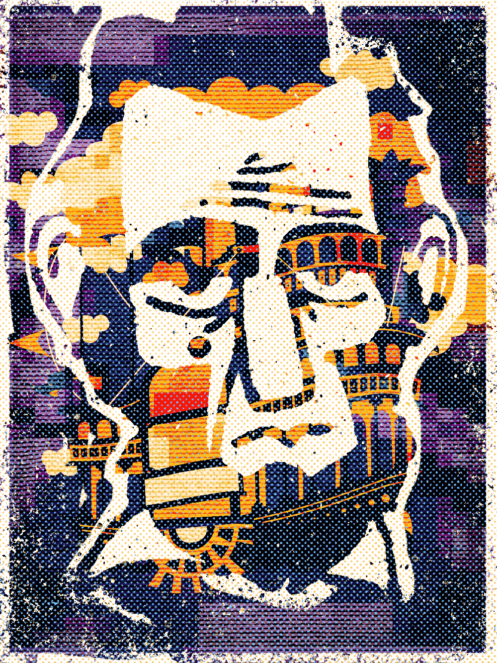 Texture time design illustration layers lincoln overlay portrait test print texture