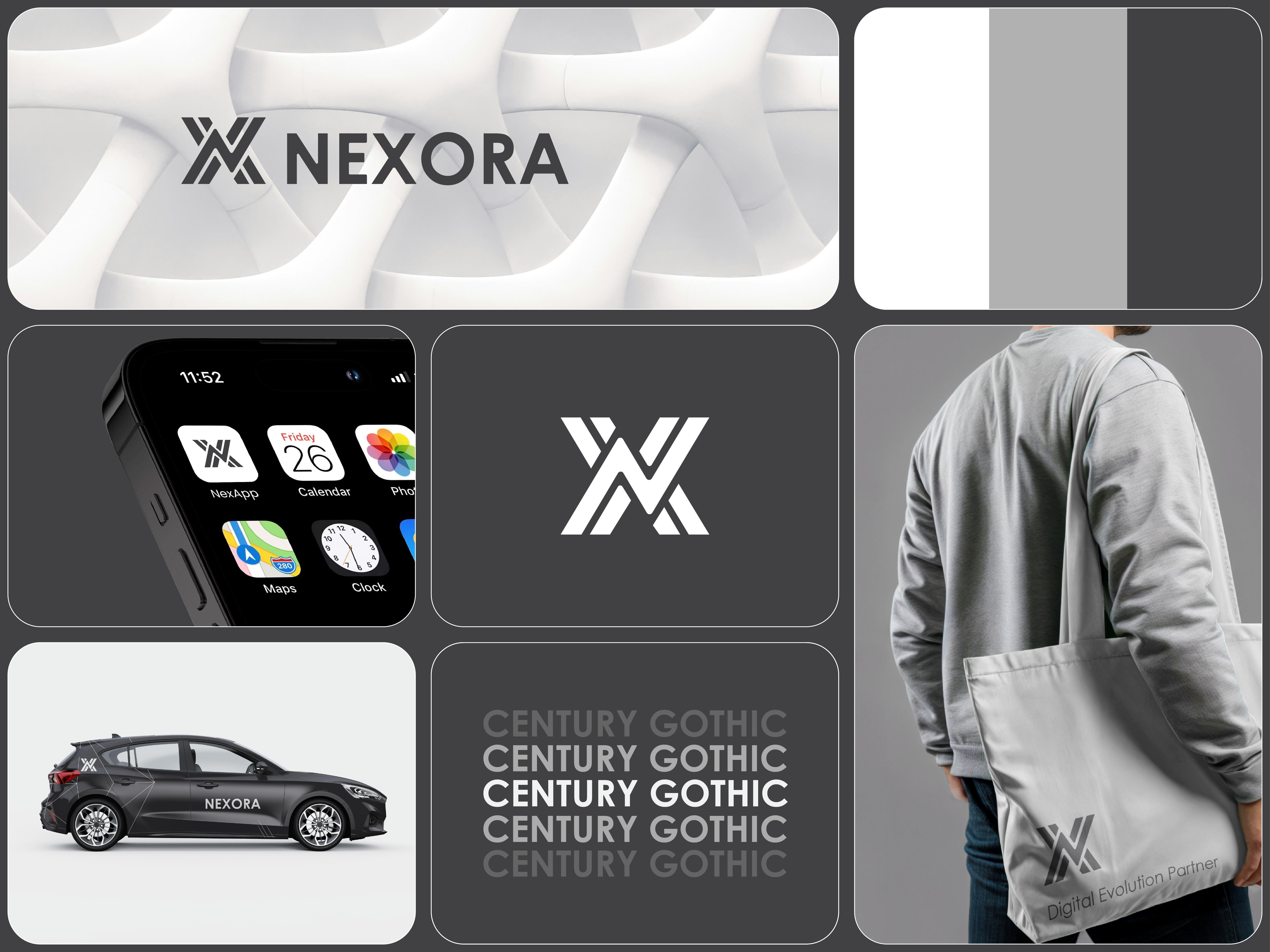 NEXORA - Brand Identity brandidentity branding businessoptimization cloudsolutions creativeagency dataanalytics digitaltransformation enterprisesoftware graphic design graphicdesign innovativedesign logo modernbusiness nexora startupdesign visualidentity