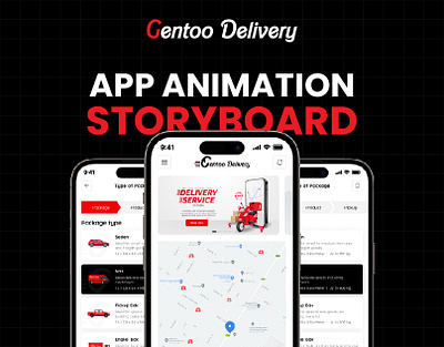 Gentoo Delivery App Animation Storyboard animation app appanimation branding design graphic design motion graphics storyboard ui uiux ux