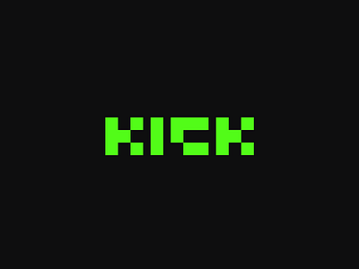 Kick branding custom type game gaming geometric identity kick logo mark minimal logo modern pixel streaming symbol typography video wordmark