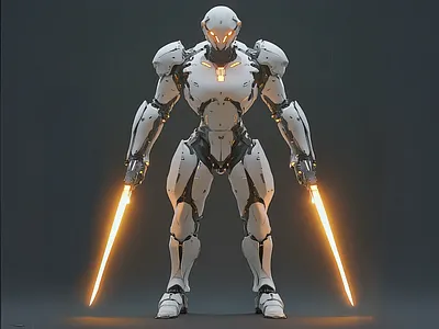 Dual-Blade Cyber Samurai 3d 3d modelling armor blender cgi character design futuristic glowing r1n7t0xb sci fi technology