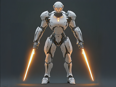 Dual-Blade Cyber Samurai 34h7nr2 3d 3d modelling armor blender cgi character design futuristic glowing sci fi technology