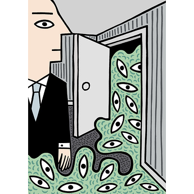 Open the door cartoon comic drawing illustration