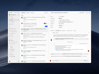 Inbox [Dork - Tasks/Projects Management Concept] dashboard design inbox macos project management sanya task management task manager ui ux