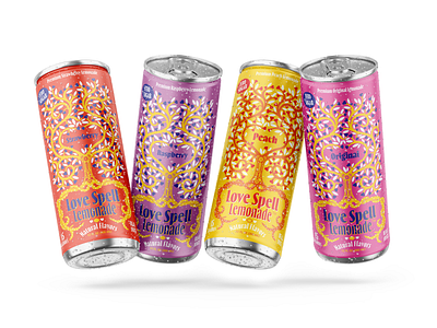 Love Spell Lemonade beverage branding can drink packaging