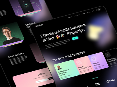 Imobile // Startup Website Template crypto dark digital startup gradients mobile startup tech technology ui ui kit ux web design webflow website template