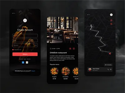 ChikDish Mobile app appconcept chikdish couriertracking foodapp fooddelivery foodorderingapp map mapinterface mobileappdesign restaurantapp signinscreen uiux userexperience